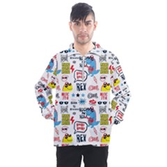 Monster Cool Seamless Pattern Men s Half Zip Pullover