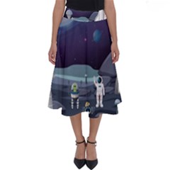 Alien Astronaut Scene Perfect Length Midi Skirt by Vaneshart