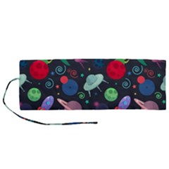 Cosmos Ufo Concept Seamless Pattern Roll Up Canvas Pencil Holder (m) by Vaneshart