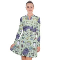 Hand Drawn Pattern School Long Sleeve Panel Dress by Vaneshart