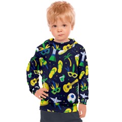 Seamless Brazilian Carnival Pattern With Musical Instruments Kids  Hooded Pullover by Vaneshart