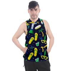 Seamless Brazilian Carnival Pattern With Musical Instruments Men s Sleeveless Hoodie by Vaneshart