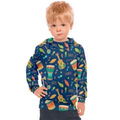 Brazil Musical Instruments Seamless Carnival Pattern Kids  Hooded Pullover by Vaneshart