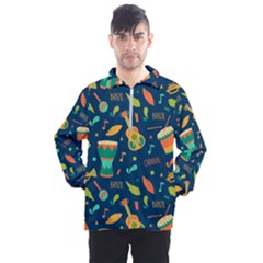 Brazil Musical Instruments Seamless Carnival Pattern Men s Half Zip Pullover by Vaneshart