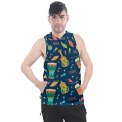 Brazil Musical Instruments Seamless Carnival Pattern Men s Sleeveless Hoodie by Vaneshart