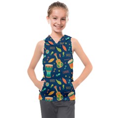 Brazil Musical Instruments Seamless Carnival Pattern Kids  Sleeveless Hoodie by Vaneshart