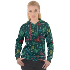 Guitars Musical Notes Seamless Carnival Pattern Women s Overhead Hoodie by Vaneshart