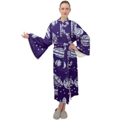Space Sketch Seamless Pattern Maxi Velour Kimono by Vaneshart