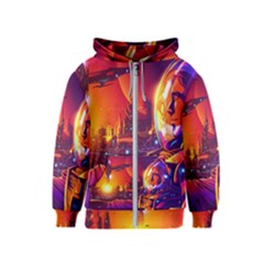 Far Future Human Colonization Kids  Zipper Hoodie by Vaneshart