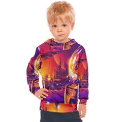 Far Future Human Colonization Kids  Hooded Pullover by Vaneshart