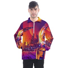 Far Future Human Colonization Men s Half Zip Pullover by Vaneshart