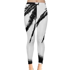 Black And White Tropical Moonscape Illustration Inside Out Leggings by dflcprintsclothing