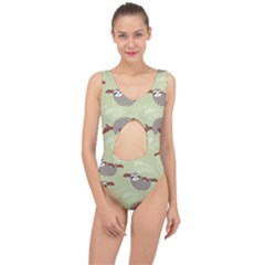 Sloths Pattern Design Center Cut Out Swimsuit