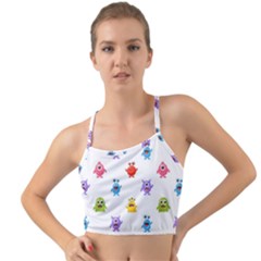 Seamless Pattern Cute Funny Monster Cartoon Isolated White Background Mini Tank Bikini Top