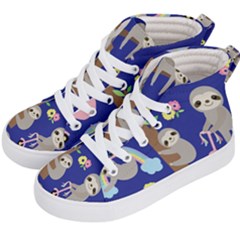 Hand Drawn Cute Sloth Pattern Background Kids  Hi-top Skate Sneakers