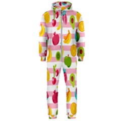 Tropical Fruits Berries Seamless Pattern Hooded Jumpsuit (men) 