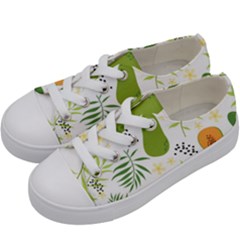 Seamless Tropical Pattern With Papaya Kids  Low Top Canvas Sneakers by Vaneshart