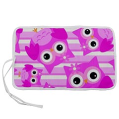 Pink Owl Pattern Background Pen Storage Case (m)