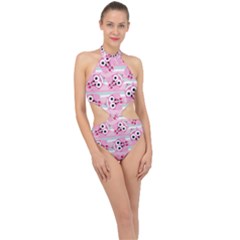 Children Pattern Design Halter Side Cut Swimsuit