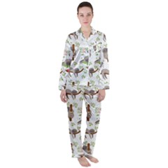 Seamless Pattern With Cute Sloths Sleep More Satin Long Sleeve Pyjamas Set by Vaneshart