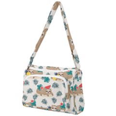 Cute Lazy Sloth Summer Fruit Seamless Pattern Front Pocket Crossbody Bag by Vaneshart