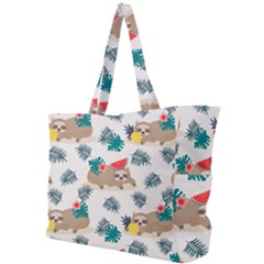 Cute Lazy Sloth Summer Fruit Seamless Pattern Simple Shoulder Bag by Vaneshart