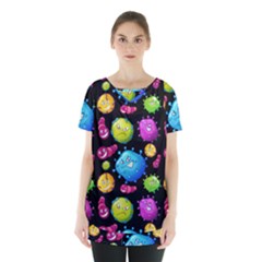 Seamless Background With Colorful Virus Skirt Hem Sports Top