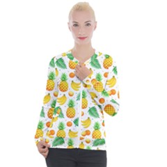 Tropical Fruits Pattern Casual Zip Up Jacket