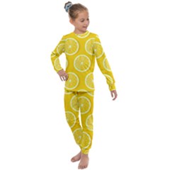 Lemon Fruits Slice Seamless Pattern Kids  Long Sleeve Set  by Vaneshart