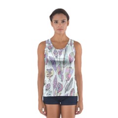 Vector Illustration Seamless Multicolored Pattern Feathers Birds Sport Tank Top  by Vaneshart