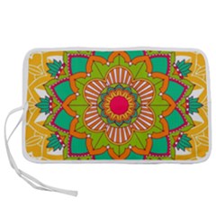 Mandala Patterns Yellow Pen Storage Case (l) by Vaneshart
