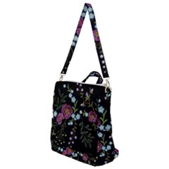 Embroidery Trend Floral Pattern Small Branches Herb Rose Crossbody Backpack by Vaneshart