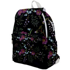 Embroidery Trend Floral Pattern Small Branches Herb Rose Top Flap Backpack by Vaneshart