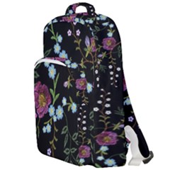 Embroidery Trend Floral Pattern Small Branches Herb Rose Double Compartment Backpack by Vaneshart