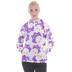 Purple Owl Pattern Background Women s Hooded Pullover by Vaneshart