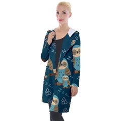 Seamless Pattern Owls Dreaming Hooded Pocket Cardigan by Vaneshart
