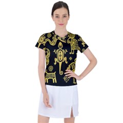 Mexican Culture Golden Tribal Icons Women s Sports Top