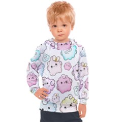 Cute Doodle Cartoon Seamless Pattern Kids  Hooded Pullover