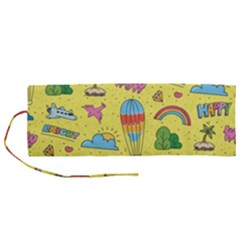 Travel Pattern Roll Up Canvas Pencil Holder (m) by Vaneshart