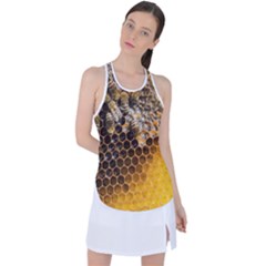 Honeycomb With Bees Racer Back Mesh Tank Top