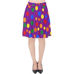 Gay Pride Rainbow Multicolor Dots Velvet High Waist Skirt by VernenInk