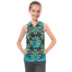 Blue Florals As A Ornate Contemplative Collage Kids  Sleeveless Hoodie