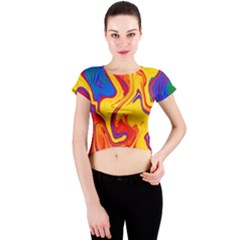 Gay Pride Swirled Colors Crew Neck Crop Top by VernenInk