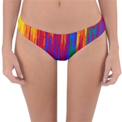 Gay Pride Rainbow Vertical Paint Strokes Reversible Hipster Bikini Bottoms by VernenInk