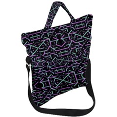 Lines And Dots Motif Geometric Seamless Pattern Fold Over Handle Tote Bag