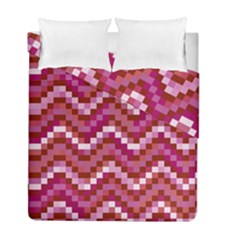 Lesbian Pride Pixellated Zigzag Stripes Duvet Cover Double Side (full/ Double Size) by VernenInk