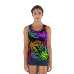 Ganja In Rainbow Colors, Weed Pattern, Marihujana Theme Sport Tank Top  by Casemiro