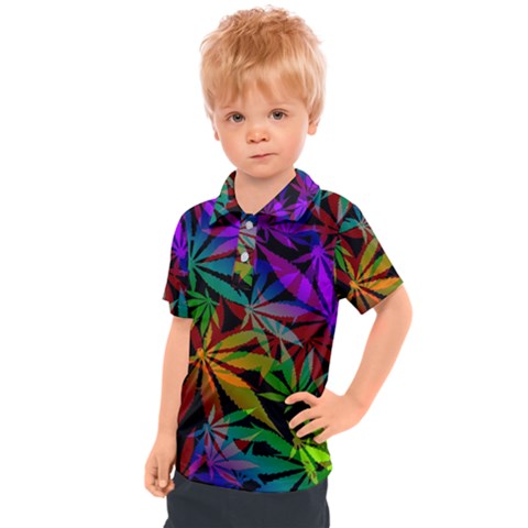 Ganja In Rainbow Colors, Weed Pattern, Marihujana Theme Kids  Polo Tee by Casemiro