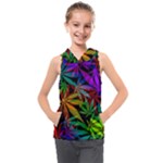 Ganja in rainbow colors, weed pattern, marihujana theme Kids Sleeveless Hoodie Ganja in rainbow colors, weed pattern, marihujana theme Kids Sleeveless Hoodie