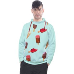 Ice Cream Pattern, Light Blue Background Men s Pullover Hoodie